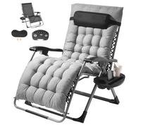 VEVOR Zero Gravity Chair, 33 inch Zero Gravity Recliner Lounge Chair for Indoor and Outdoor, Adjustable Anti Gravity Chair with Cushion, Headrest, Footrest, and Cupholder, 500 lbs, Gray