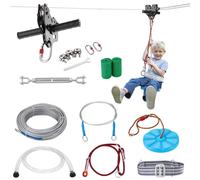 VEVOR Zip line Kits for Backyard,60ft Zip line Kit for Kids and Adult Up to 330 lb, Included Swing Seat, Ziplines Brake, and Steel Trolley, Outdoor Pl