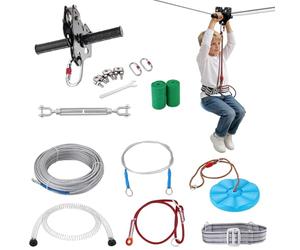 VEVOR Zipline Kit, 60 ft Zip Line Kits Up to 500 lb, Backyard Outdoor Quick Setup Zipline, Playground Entertainment with Stainless Steel Zipline, Spring Brake (NOTE: For Teens Only. Not For Adults)