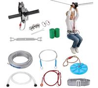 VEVOR Zipline Kit, 80 ft Zip Line Kits Up to 500 lb, Backyard Outdoor Quick Setup Zipline, Playground Entertainment with Stainless Steel Zipline, Spring Brake (NOTE: For Teens Only. Not For Adults)