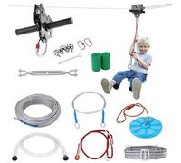 VEVOR Zipline Kit for Kids and Adult, 100 ft Zip Line Kits Up to 330 lb, Backyard Outdoor Quick Setup Zipline, Playground Entertainment with Stainless Steel Zipline, Spring Brake, Safety Harness, Seat