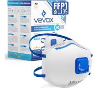 VEVOX® FFP1 Dust Mask - Set of 10 - Valved Face Masks - Respirator - Protection e.g. for Construction, Building Work, Sanding, Woodworking, Fine Dusts, Aersoles or Particles
