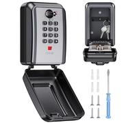 Vewaci Wall-Mounted Key Lock Box, 12 Digit Combination Lock Box for Keys with Resttable Code, Large Capacity & Weatherproof Outdoor Lockbox, Spare Key Safe Storage Lock Box for Home, Office, Garage