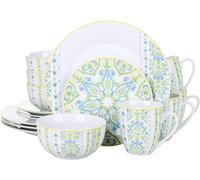 VEWEET 16-Piece Porcelain Dinnerware Set, Dinnerware Set with Dinner Plate, Dessert Plate, Bowl, Mug for Party, Feast, Family Gatherings, Service for 4, Series MAGDA