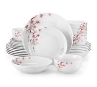 VEWEET Porcelain Dinnerware Sets for 6, 24 Pieces Plates and Bowls Set with Flowers, Dishes Set Dining Ware for Dinner, Microwave and Dishwasher Safe, Series Annie