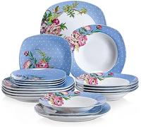 VEWEET'Hannah' 18-Piece Dinner Set, Porcelain Combination Set, Dinnerware Sets for 6 People with 6 Dessert Plates, 180 ml Soup Plates and Dinner Plates