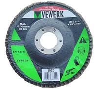 VEWERK Pack of 10 Flap Discs 40 Grit Oxide (115mm X 22.2mm) 8020