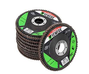 VEWERK Pack of 10 Mixed Flap Discs 40,60,80,120 Grit Oxide 115mm X 22.2mm 8242