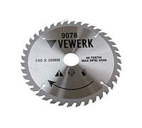 VEWERK TCT Circular Saw Blade 190mm x 30mm x 40T fits Festool, Makita 9078