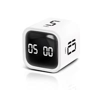 VEWINGL Cube Productivity Timer, 5/10/30/60 Min Presets + Custom Countdown, Silent/Vibrate/Sound Alarm, Pause & Resume, Desk Timer for Work, Study, Tasks, Kitchen