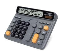 VEWINGL Desktop Calculator, 12-Digit Large LCD Display, Big Computer-Style Keys, Dual Power (Solar & Battery), Auto Sleep Mode, for Office, School, Home & Business 7.6″ x 6.4″ (Green, L)