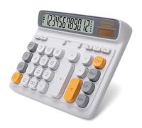 VEWINGL Desktop Calculator, 12-Digit Large LCD Display, Big Computer-Style Keys, Dual Power (Solar & Battery), Auto Sleep Mode, for Office, School, Home & Business 7.5″ x 6.1″ (Gray, L)