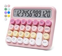 VEWINGL Mechanical Switch Calculator, 12 Digit Large LCD Display, Financial Calculator, Pink, ABS Plastic, Battery Powered