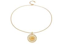 VEWIUNRENA New 2026 18K Gold Plated Small Bird Circular Sunflower Pendant Necklace Stainless Steel Women Statement Unique Collar Gift