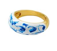 VEWIUNRENA New 2026 Creative White Blue Smooth Circular Ring Statement Chunky Rings Designer Jewelry