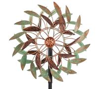 VEWOGARDEN 360° Outdoor Metal Wind Spinners Kinetic Wind Sculptures & Spinners for Yard Garden Lawn Patio Decorations, Light Green & Bronze