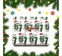 Veworn Funny 67 Meme Edition Christmas Wrapping Paper Meme Gift Wrap for Holiday Gift Wrap for Xmas, Secret Santa Gifts, Festive Christmas Decoration Wrapping Paper for Friends Coworkers (White)