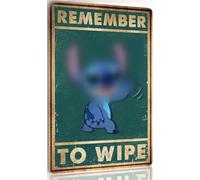 Vexaieuy Stitch Bathroom Decor Remember To Wipe Metal Tin Sign For Kitchen Home Cute Bathroom Accessories Stitch Christmas Gifts Set Bedroom Poster Wall Decorations 8×12 Inches