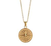 Vexandrie Sailing Travel Compass Necklace, Stackable Choker Chain, Gold