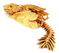Vexara 3D Printed Dragon with Wings Feathered Wyvern Dragons Fidget Toy Mystery Crystal Animals Figure Halloween Easter Gifts for Home Office Desktop Pet (Gold)