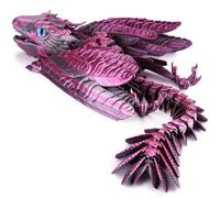 Vexara 3D Printed Dragon with Wings Feathered Wyvern Dragons Fidget Toy Mystery Crystal Animals Figure Halloween Easter Gifts for Home Office Desktop Pet (Purple)