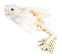 Vexara 3D Printed Dragon with Wings Feathered Wyvern Dragons Fidget Toy Mystery Crystal Animals Figure Halloween Easter Gifts for Home Office Desktop Pet (White)