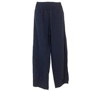 Vexcon Womens Linen Trousers with Elastic Waistband, 2 Patch Pockets at The Front, Size S-3XL. Made in Italy (5XL, Navy)