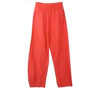Vexcon Womens Linen Trousers with Elastic Waistband, 2 Patch Pockets at The Front, Size S-3XL. Made in Italy (4XL, Coral)