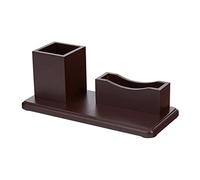VEXDOSLE Business Card Holder Wooden Business Card Seat with Pen Holder Business Card Shelf Front Desk Table Top Card Storage Box Business Card Organization Business Card Rack(B)