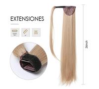 VEXDOSLE Hair Bun 20/26 Inch Long Straight Hair Clip Ponytail Hair Extension Synthetic Hair Bun Hair Piece for Women's Daily Use Hair Bun Piece(03-26inch)