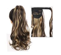 VEXDOSLE Hair Bun 22" Long Wavy Ponytail Lengthening Synthetic Curly Wraparound Ponytail Hair Extension Hair Clip Women Wig Curly Bun Hair Bun Piece(17)