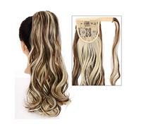 VEXDOSLE Hair Bun 22" Long Wavy Ponytail Lengthening Synthetic Curly Wraparound Ponytail Hair Extension Hair Clip Women Wig Curly Bun Hair Bun Piece(19)