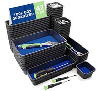 Vexercisehoop Tool Box Organizer, Tool Drawer Organizer Tray Divider, Toolbox Organization, Garage Tool Organizers and Storage, Tool Box Accessories for Rolling Tool Chest Cabinet (Blue (47PCS))
