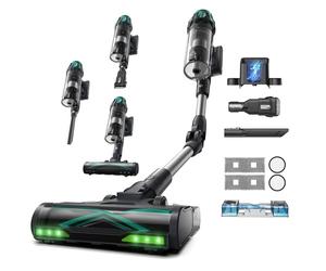Vexilar Cordless Vacuum Cleaner, 65KPA/600W/60Mins, 2-in-1 Vacuum and Mop Function, Flexible Tube, Green LED, 1.5L Dustbin, Self-Standing, Stick Vacuum for Carpet Pet Hair