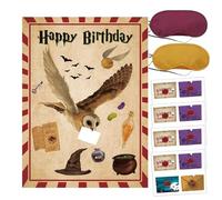 Vexilon 28 Pcs Magical Indoor Party Games, Pamper Party Supplies for Girls Boys, Owls Poster with 24 Reusable Stickers and 2 Blindfold for Magic Theme Halloween Decor Supplies