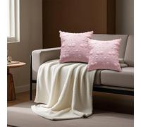 Vexilon 2Pcs Bow Cherry Cushion Covers 45 x 45, Coquette Room Decor, Fluffy Faux Fur Pink Pillow Case, Preppy Aesthetic Pillow Covers for Bed, Sofa, Couch