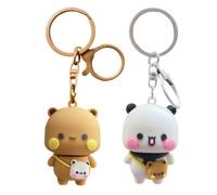 Vexilon 2PCS Cute Keychain, Bubu Dudu Cartoon Kawaii Keychain Couple Set, Dual-color PVC Cute Keychains for Women Girl Backpacks Car Keys Purse Decoration, Valentine's Day Gifts