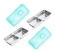 Vexilon 2PCS Stainless Steel Snack Box, Double-Compartment Blue Containers with Lids, Snacks Boxes for Kids, Snack Containers, Stainless Steel Food Container