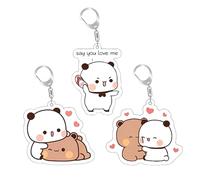 Vexilon 3 Pcs BuBu DuDu Keyring, Charming Acrylic Bubu Dudu Patterns Cute Keychain, bubu dudu products for Valentine's Day Gifts Couples, Anime Enthusiasts, Girls & Gift Lovers