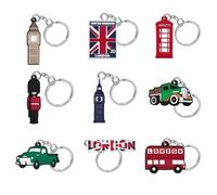 Vexilon 9Pcs London Keyrings, Great Britain Icons Union Jack Key Chains, London Souvenirs Gifts, Famous Landmarks London Souvenirs Gifts for Friends Family