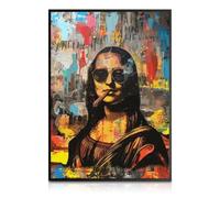 Vexilon Abstract Mona Lisa Canvas Wall Art, Colourful Graffiti Bedroom Poster, Humor Amusing Mona Lisa Wall Art for Living Room, Bedroom, Bathroom 12x16in Unframed
