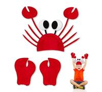 Vexilon Adjustable Crab Lobster Hat Crab Costume, Under the Sea Costumes Funny Hats for Adults and Kids, Lobster Costume for Halloween Christmas Easter Birthday Party Cosplay Props with Claws Gloves