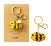 Vexilon Bee Keychain, Cute Crochet Bee Keychain Not Easy to Fade Premium Materials, Cute Keyring with Thank You Card, Handmade Crochet Gift for Aunt, Perfect for Gifting on Birthdays/Anniversaries