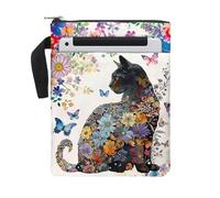 Vexilon Book Sleeve Cats with Lanyard and Zipper for Bookish Reader, Waterproof Book Cover for Paperback and Hardback, 11.6×8.3 Inch, Cats and Butterflies Pattern