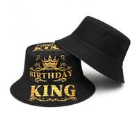 Vexilon Bucket Hat, Reversible Mens Bucket Hat with Birthday King, Polyester Bucket Hats Men for Father, Son, Elder Brother, Classmate, Friend (Black)