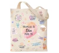 Vexilon Christian Canvas Tote Bag, Double-sided Printing Reusable Grocery Shopping Bags with Watercolor Verse, Christian Gifts for Women Friends Mum Wife Her, 40 x 35 cm