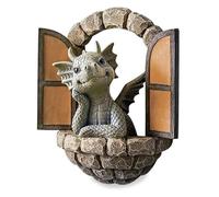 Vexilon Courtyard Dragon Gifts, Oil-dripping Alloy Dragon Ornament Thinking by The Window, Fairy Doors for Garden, Courtyards, Parks, Terraces