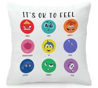 Vexilon Feelings Cushion Cover, It is Okay to Feel Emotion Feelings, Joy Anger Fear Envy Throw Throw Pillowcase, Mental Health Themed Décor For Home Playroom School Psychology Therapist Office