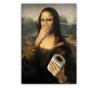 Vexilon Funny Bathroom Wall Art, Humorous Mona Lisa Wall Decor, Exquisite Unframed Bathroom Pictures,Mona Lisa Holding Nose, Novel Gifts for Family, Friends & Colleagues, 16 × 12 In