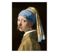 Vexilon Funny Bathroom Wall Art, Vintage Girl with a Pearl Earring Bathroom Canvas Wall Art, Humor Art Pictures for Toilet Decor (12x16in, Unframed)